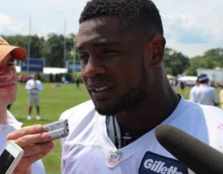 Ridley of Patriots looked to avoid fumbles on Thursday